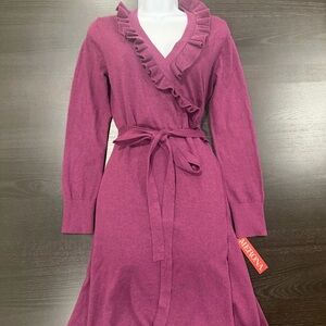 Plum Wrap Sweater Dress